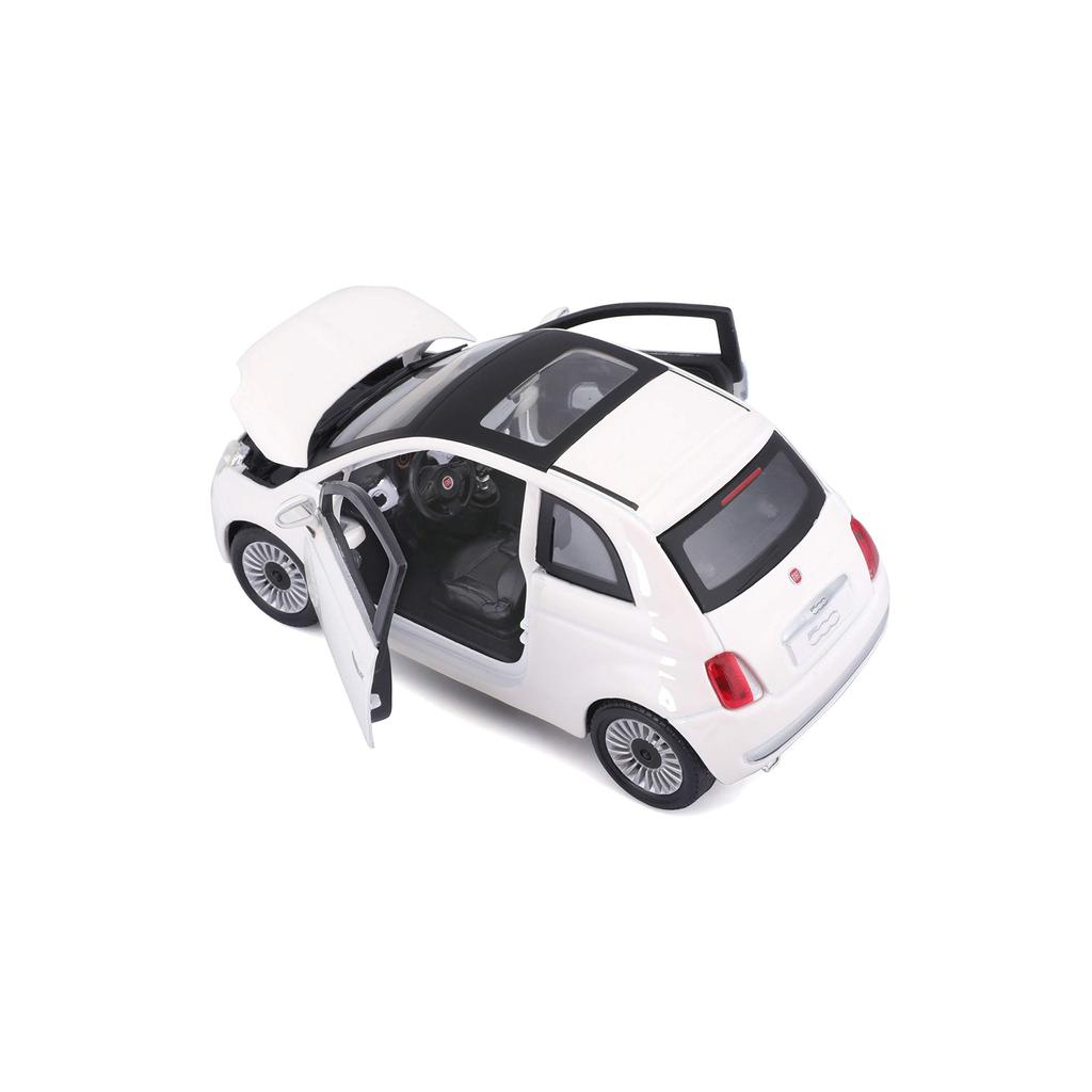 Bburago 1/24 Scale Fiat 500 2007 White / Diecast Model Car, Finished Product, 18-22106 [Parallel Import]