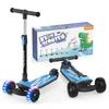 Besrey Kick Kickboard for Kids 3 Wheel 3 Steps Direction Rear Wheel Height Glowing LED Easy To Birthday Blue Scooter, Children, Scooter, Tricycle,