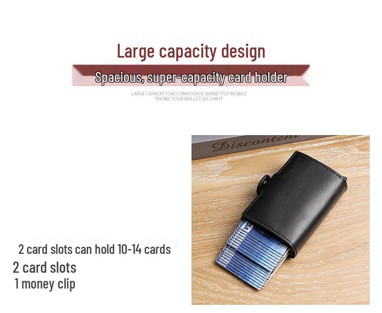 Двухслойный автоматический всплывающий держатель для карт из алюминиевого сплава - Металлический кошелек-чехол для ID и кредитных карт