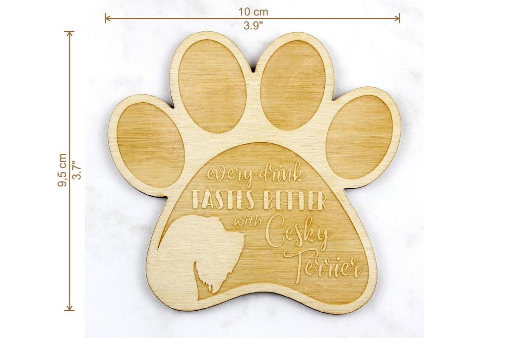 Cesky Terrier, Czech Terrier, Bohemian Terrier - Mug coaster, engraved coaster with dog, gift for dog lover by Art-Dog brand