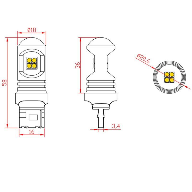 2 шт./лот T20 7440 3030 Canbus белые светодиодные дневные ходовые огни для Mitsubishi Pajero 2007-2020