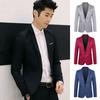 Men Suit Coat Slim Fit Solid Color Business Blazer Single Button Suit Coat with Pockets for