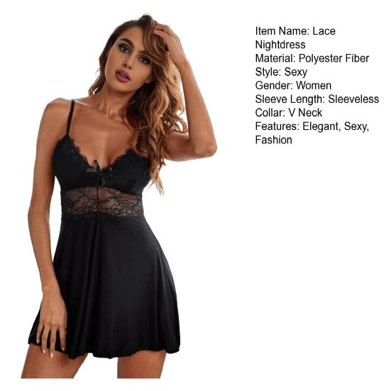 Женская ночная сорочка бэбидолл, прозрачное кружево, сексуальная сорочка, ночная сорочка с цветочным кружевом, комбинация на полную длину, V-образный вырез, платье для сна