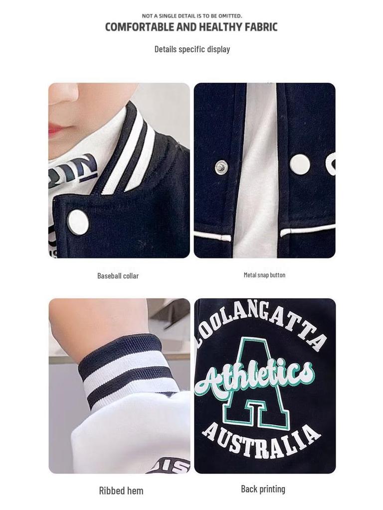 2024 Детская повседневная куртка-бомбер в стиле ретро свободного кроя