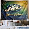 Custom Name Jazz Basketball Team Printed Tapestry, for Bedroom,Livingroom, dormitory, Large Wall Decor, Fabric Decor Fan Birthday Gifts