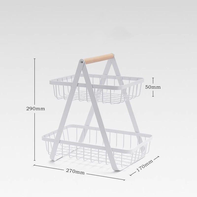 2 Tier Fruit Basket Bowl for Kitchen Counter,Bread Vegetable Fruit Basket Bowl Stand,Detachable Metal Basket Storage