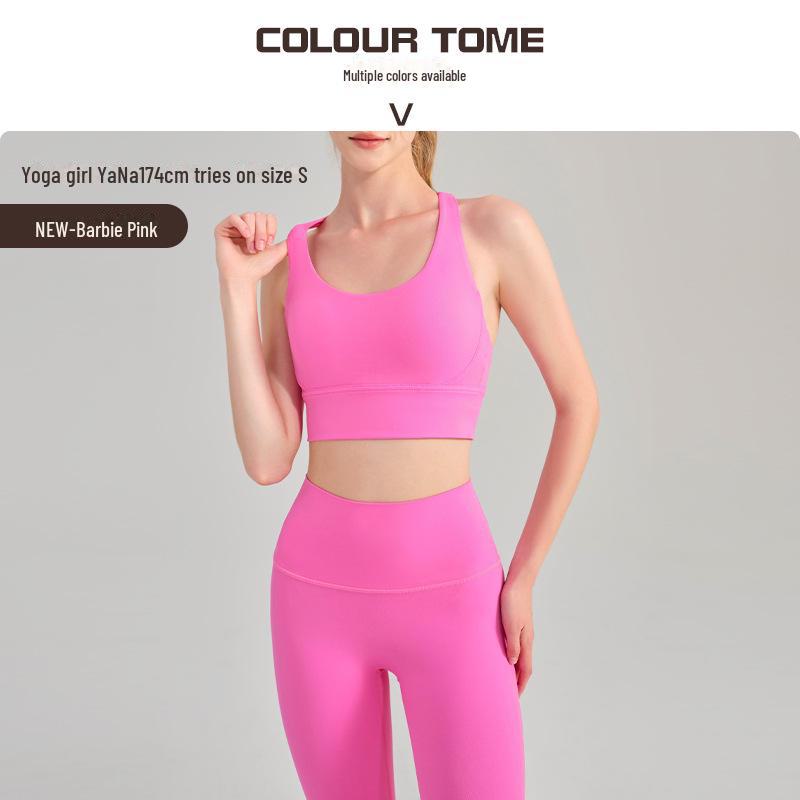 Европейский американский костюм для йоги с перекрестными спинами: Спортивный бюстгальтер для похудения и фитнес-брюки с карманами No-Line