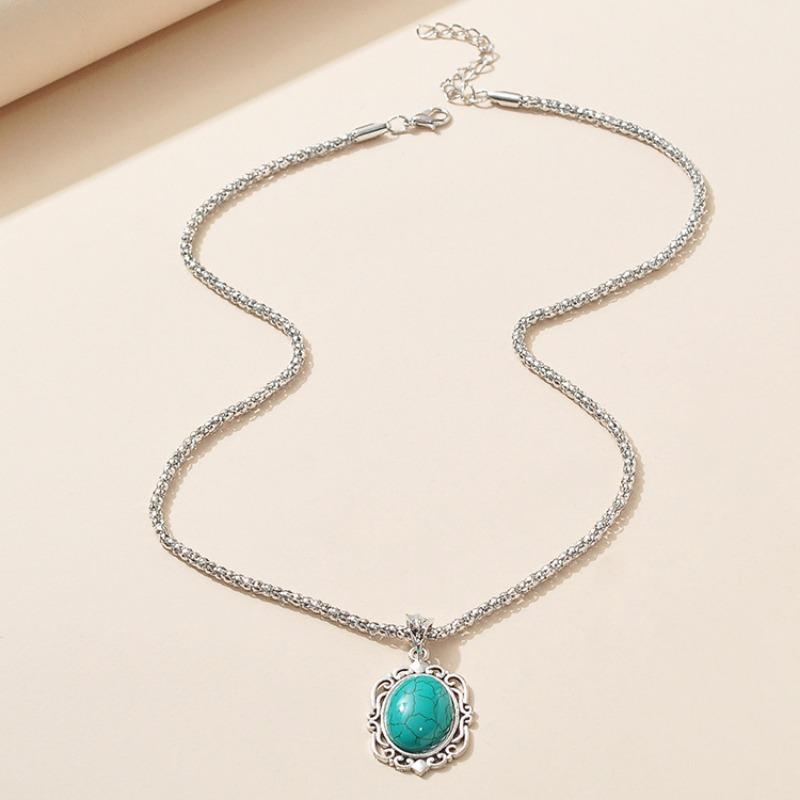 3 шт. Винтажный богемный стиль бирюзовое ожерелье браслет серьги набор из трех предметов циркон подарок 2024