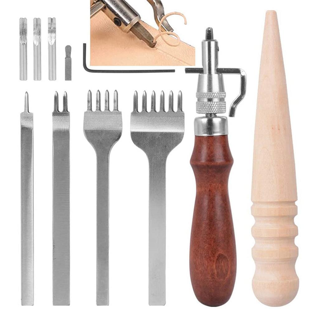 Leather Working Tool Leather Craft Tool Set Leather Edges Polisher Leather Groover for DIY Leather Hand Stitching Sewing