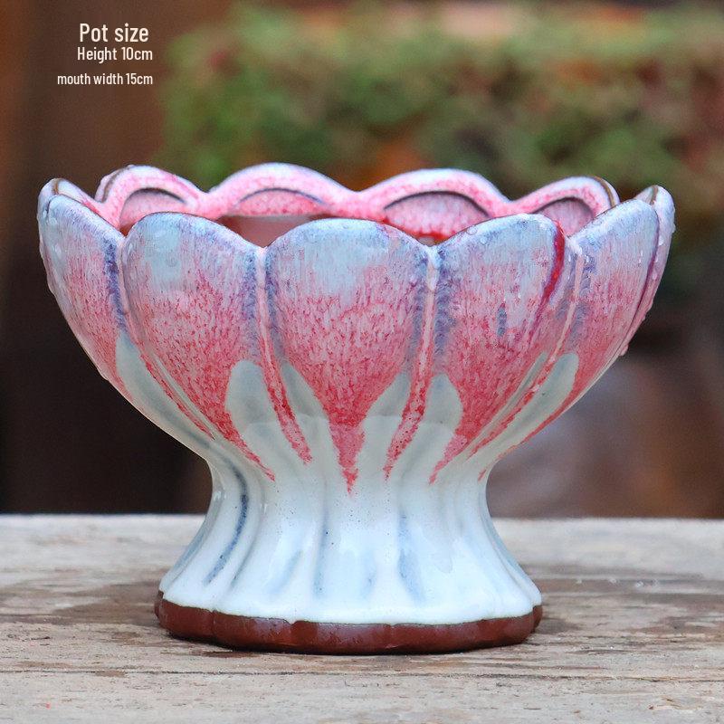 Yixing Handmade Coarse Pottery Medium Succulent Planter - Breathable Zisha Ceramic Ebony Tree Pot for Green Plants