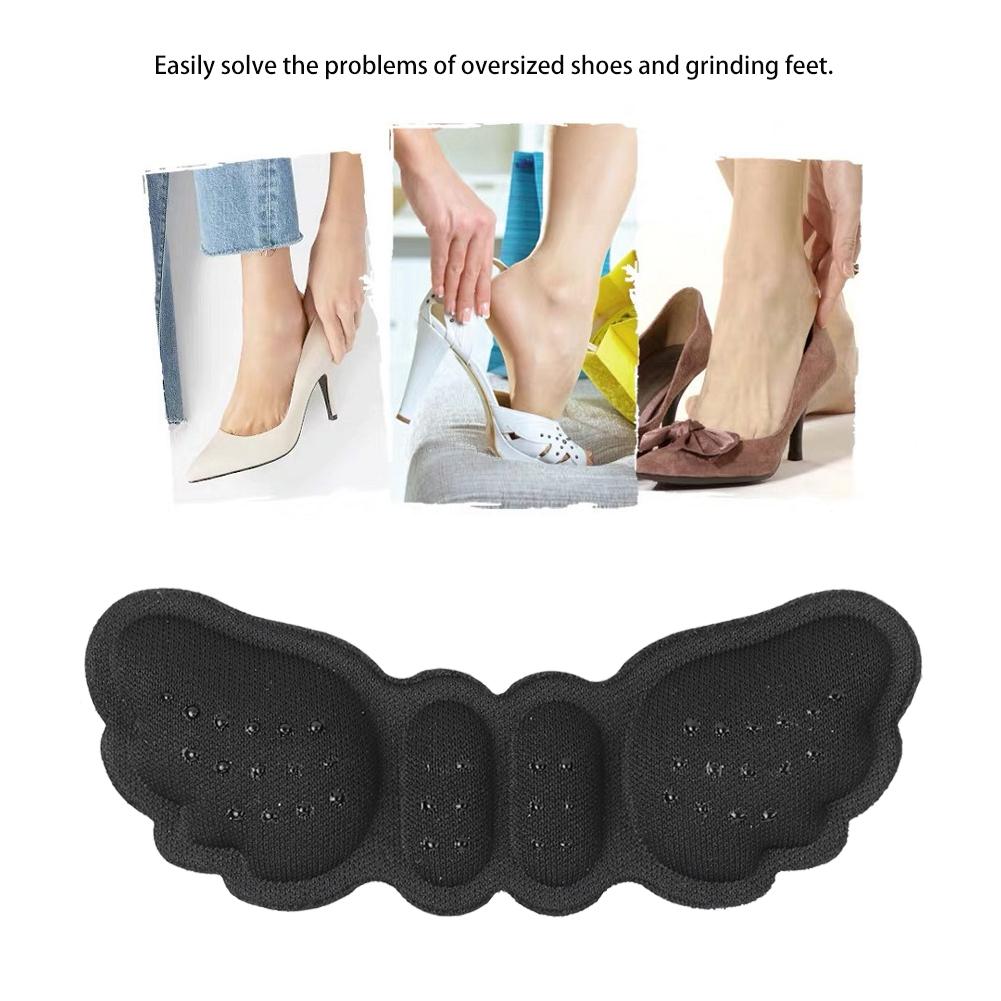 5 Pair Anti Wear Feet Care Pads Wing Shape Non-Slip Shoes Heel Sticker for High Heeled Shoes(Black,