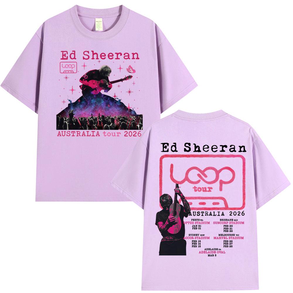 Ed Sheeran Loop Tour Australia 2026 Tour Tshirts Unisex Women Clothing Fashion Hip Hop Casual Cotton Oversized T Shirts Streetwear