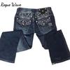 RogueWave Streetwear Винтажные Джинсы Одежда Y2K Женские Винтажные Карманные С пайетками Стирка Синие Свободные Джинсы Средняя Посадка Узкие Брюки