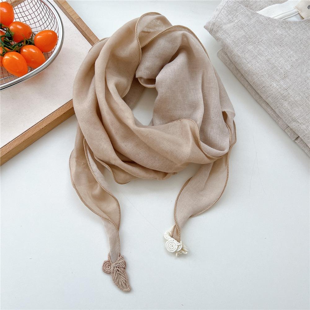 Double Layer Design Two Tone Headwrap Scarf Cotton Linen Cold Weather Protections For Women