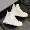 Высокие белые кеды Осенние туфли на платформе-маффине Женская обувь Универсальная нишевая спортивная обувь Модные повседневные полусапожки