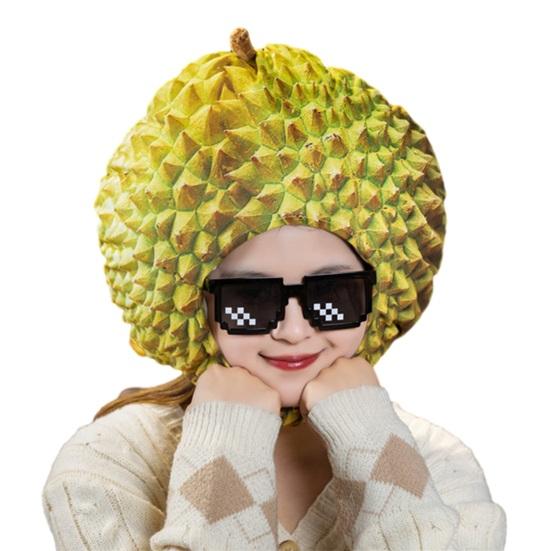 Фото-капюшон Яркий Цветной Фрукты Еда Форма Мягкий Плюшевый Головной Убор Отверстие для Лица Особенность Интернет-знаменитость Костюм Вечеринка Реквизит
