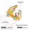 Colorful Crystal Geometric Crystal Ring Stainless Steel Finger Ring New Open Ring  for Women
