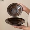 Vintage Coarse Pottery Tableware Creative Deep Bowl Fruit Bowl Salad Bowl Thick Soup Bowls Pasta Bowls Round Specialty Tableware