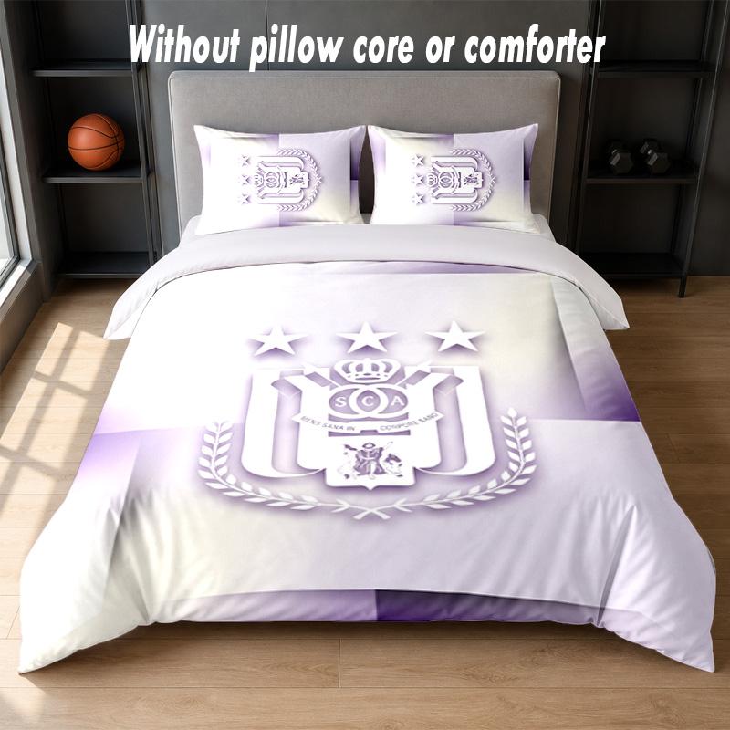 Anderlecht FC Design Bed Bedding Set 1 Duvet Cover + 2 Pillowcases Soft Breathable Household Bed Linens