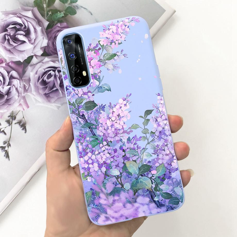 For Realme 7 4G Global Version Case Matte Liquid Silicone Bumper Shell For Realme7 RMX2155 Back Cover Lovely Cat Design Fundas