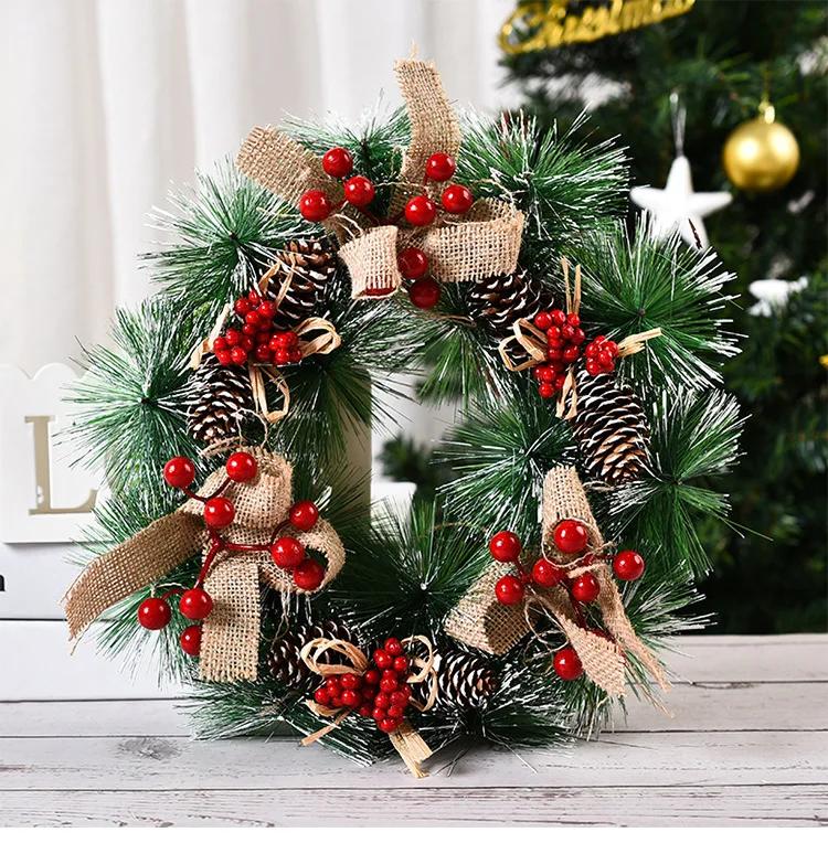 Christmas Artificial Wreath Hanging Decor for Door Wall Window Xmas Tree Home Party Decoration Festive Garland Home Decor