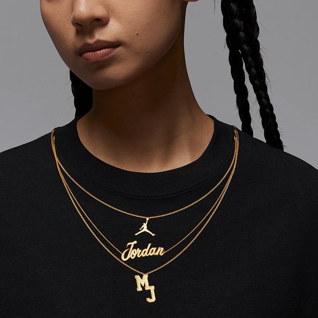 Jordan Футболка женская с круглым вырезом, свободного кроя, с коротким рукавом, дышащая, с логотипом-буквой, черная IH0834010