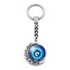 Blue Turkish Evil Eye Double-Sided Moon Keychain Charm