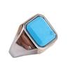 [Rockyu] аксессуары мужское кольцо бренд нержавеющая сталь кольцо серебряный синий бирюзовый перстень-печатка модный