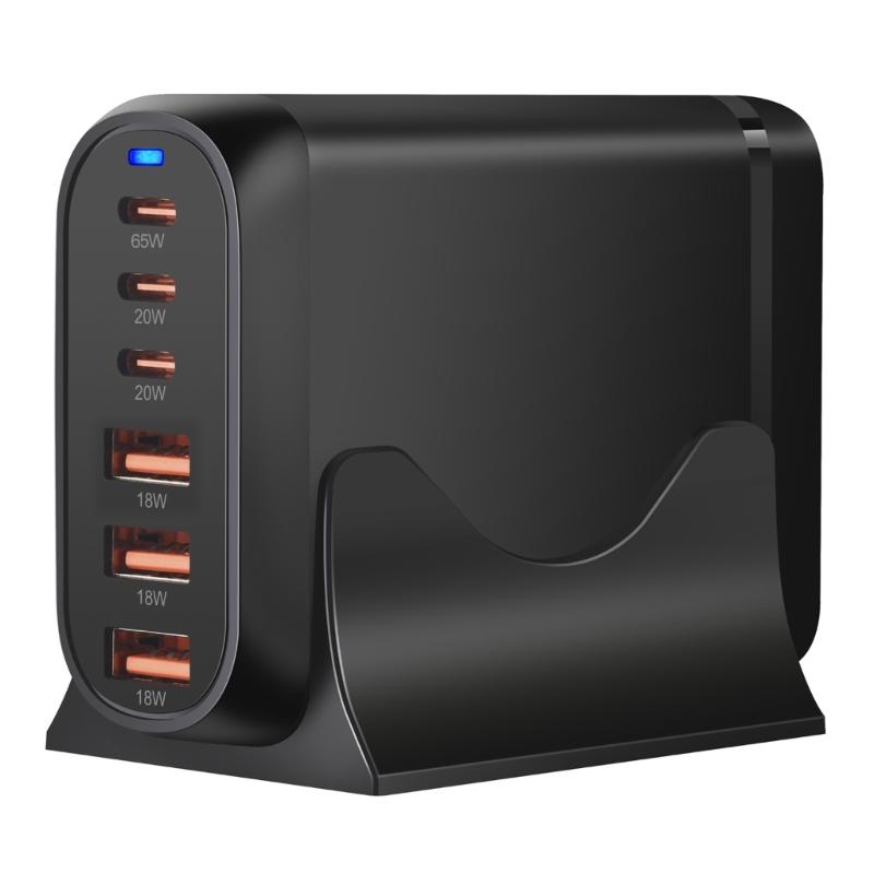 Многопортовая зарядная станция 3xUSB+3xType C с выходной мощностью 120 Вт для общественных мест и путешествий