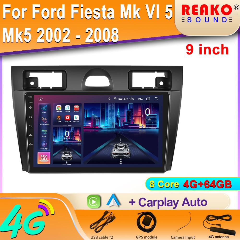 Автомобильный стерео радио мультимедиа 4G Wifi Android Carplay для Ford Fiesta Mk VI 5 Mk5 2002 - 2008 навигация GPS беспроводной авто