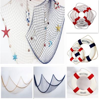 Рыболовная сеть Морские настенные украшения Студия Реквизитная комната Домашний декор Средиземноморские наклейки Морской сад Спасательный круг Поделки Морские