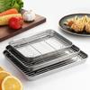 Stainless Steel Baking Pan Tray with Wire Rack Cake Baking BBQ Pan Tray Plate Oven Brownie Rack Cooking Roasting Grilling Tool