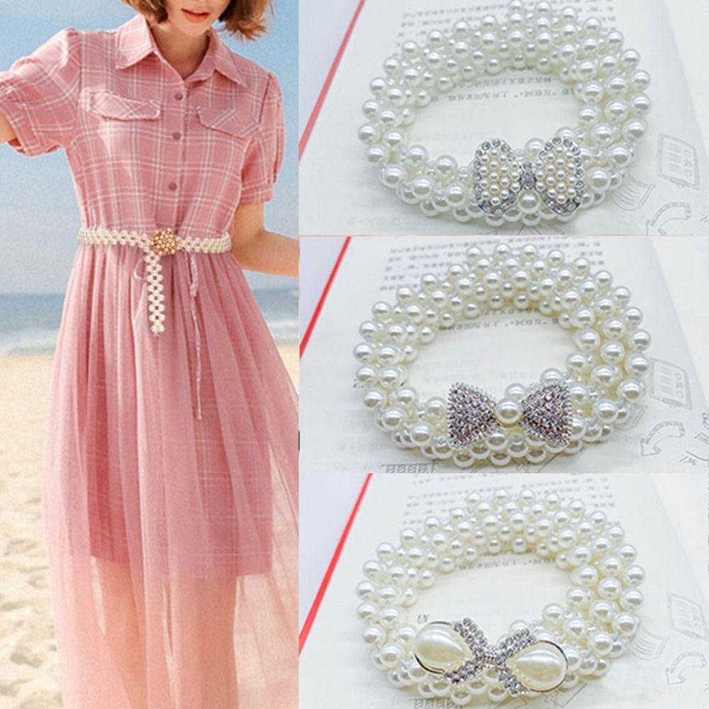 Одежда Принадлежности Жемчужный Пояс Свитер Декоративная Бриллиантовая Поясная Цепочка Новый Эластичный Пояс Женский