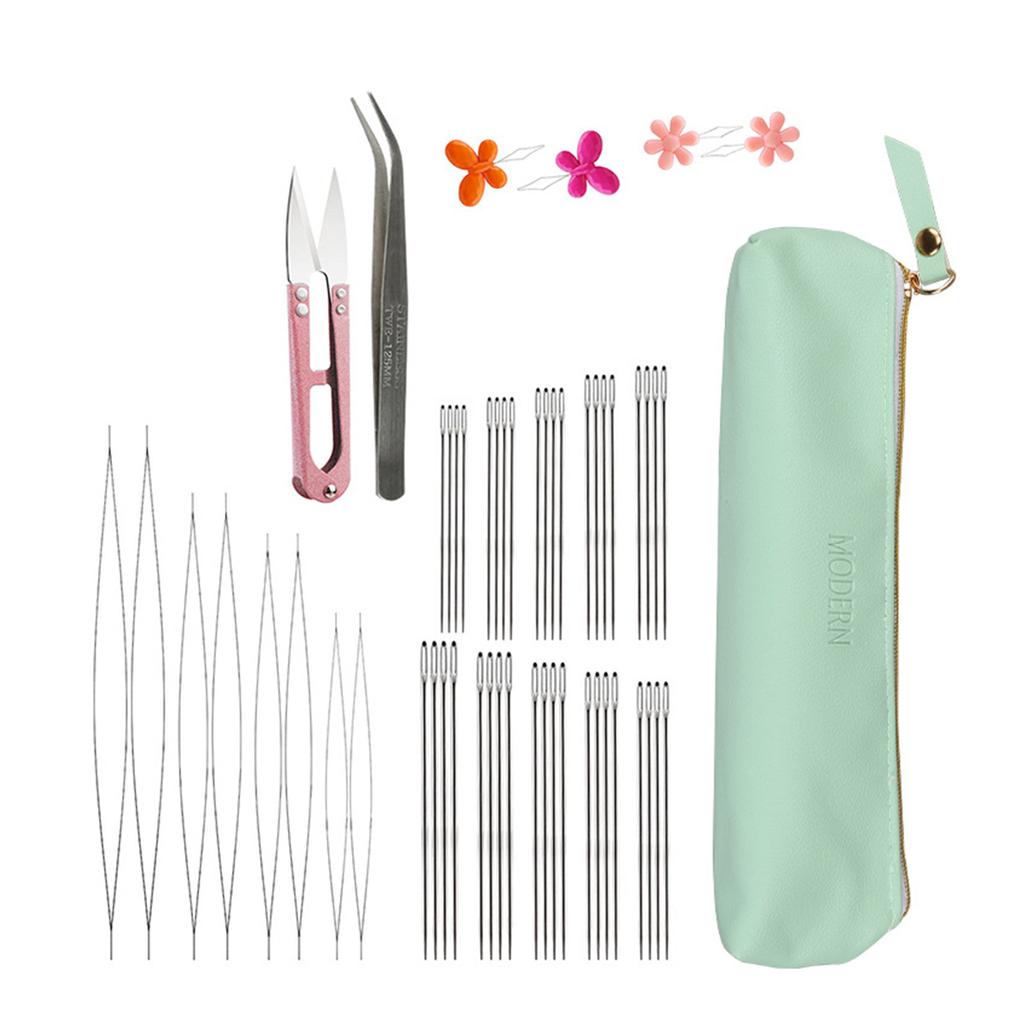 Beading Needle Kits for Jewellery Making Big Eye Beading Needle Needle Threaders Metal Thimble and Storage Tube/Bag