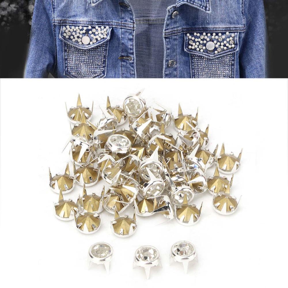 100pcs 7mm Size Decorative Rivets Studs Pointed Bottom Rhinestone Stud Refills For DIY Repair