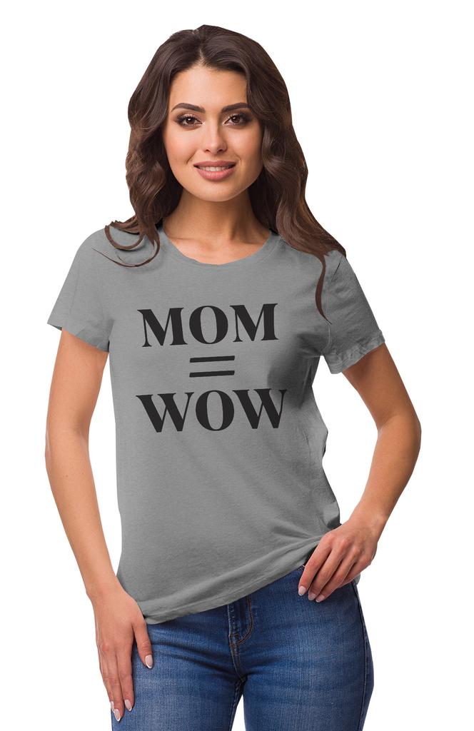 Inkmeso Футболка с круглым вырезом и принтом Mom Wow, женская хлопковая футболка с коротким рукавом