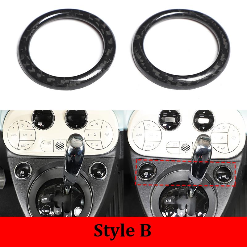 For Fiat 500 Abarth 595 695 2010-2022 Real Carbon Fiber Car Center Console Hazard Switch Ring Glass Lifting Frame Accessories