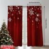 2D flat printing 2pcs Christmas Hot Party Curtains Red Snowflakes Festive Christmas Digital Printed Polyester Drapes Festive