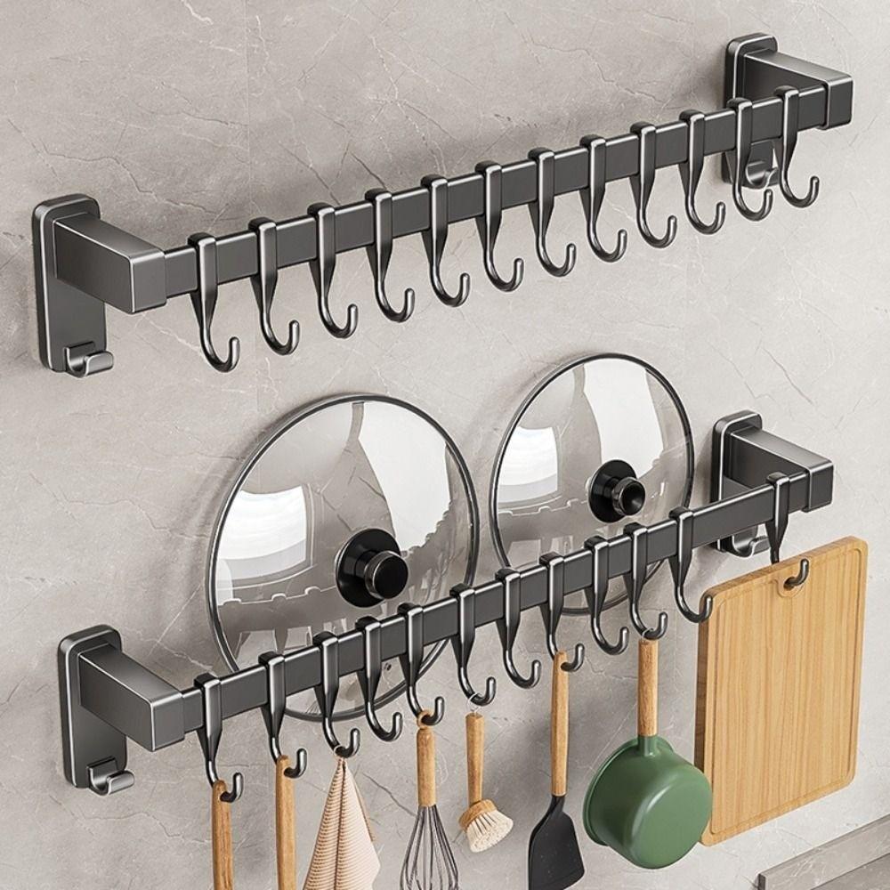 Double Pole Kitchen Organizer Hook Wall Mounted Spatula Storage Rack  Tool Organization