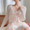Women Thin See Through Ice Silk Sweet Top Solid All-match Cape Elegant Long Sleeve Summer Sun Protection Cardigan Crop Top Shawl Casual