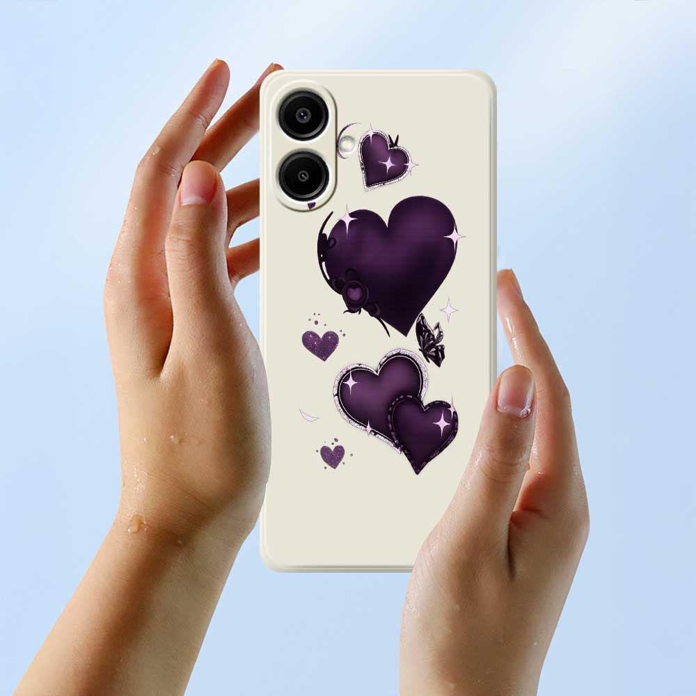 For Samsung Galaxy A07 4G Case Purple Love Pattern Printing Straight Edge TPU Phone Back Cover