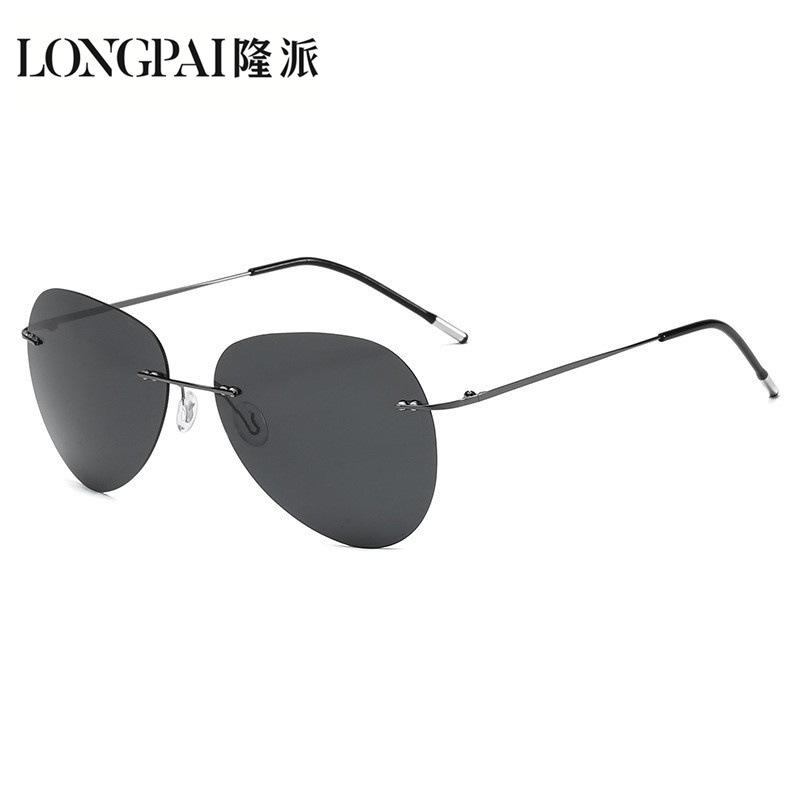 Сверхлегкие солнцезащитные очки без оправы из титанового сплава для мужчин, очки-жабы для вождения, поляризованные, меняющие цвет очки для пилотов