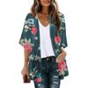 Women's Fashion Printed Seven-Part Sleeve Cardigan Loose Blouse Casual Blouse Top