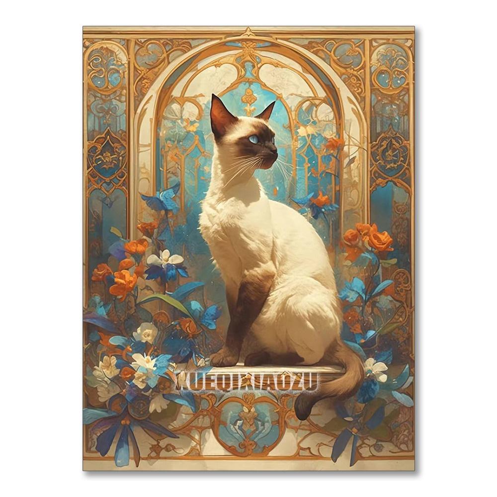 5D DIY Алмазная Живопись Вышивка Животное Кот Полностью Круглый Мозаика Цветок Полный Набор Искусство Декор Стены Ручная Работа Подарок