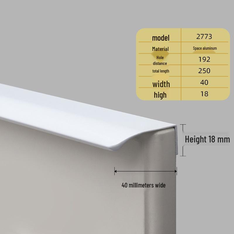 Oukali Curved Invisible Edge Aluminum Cabinet and Wardrobe Handle