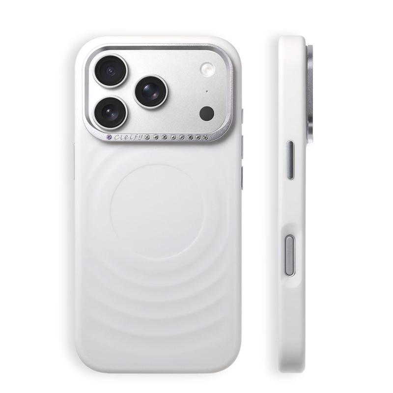 Diamond-studded Corrugated Magnetic Case for iPhone 17Promax 17 17Pro Metal Lens Frame For Magsafe Wireless Charge Cover
