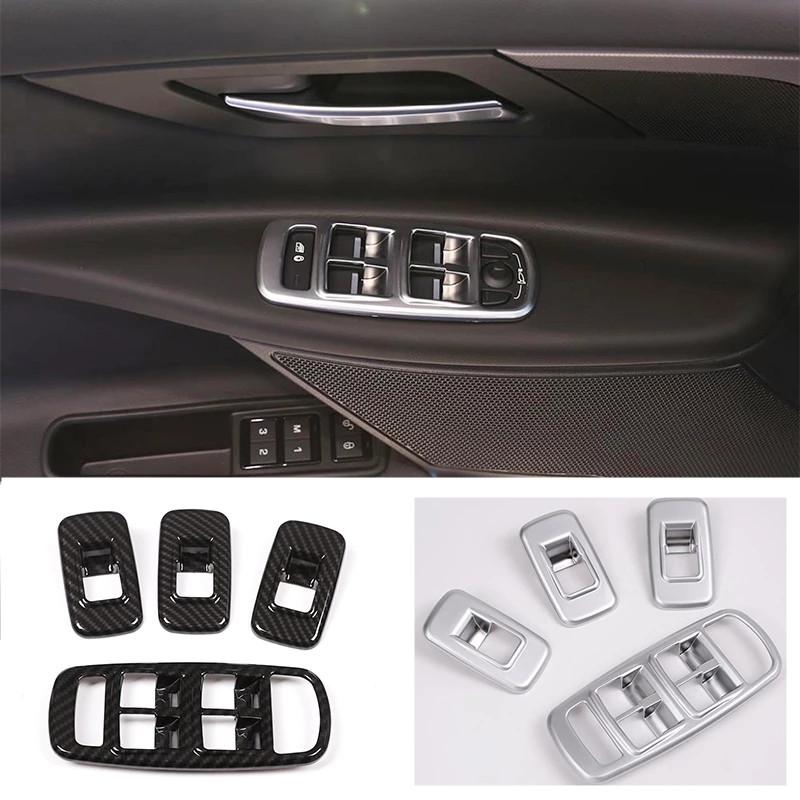 4Pcs/Set ABS Car Door Window Lift Switch Button Panel Cover Trim Stickers Fit For Jaguar XE Auto Interior