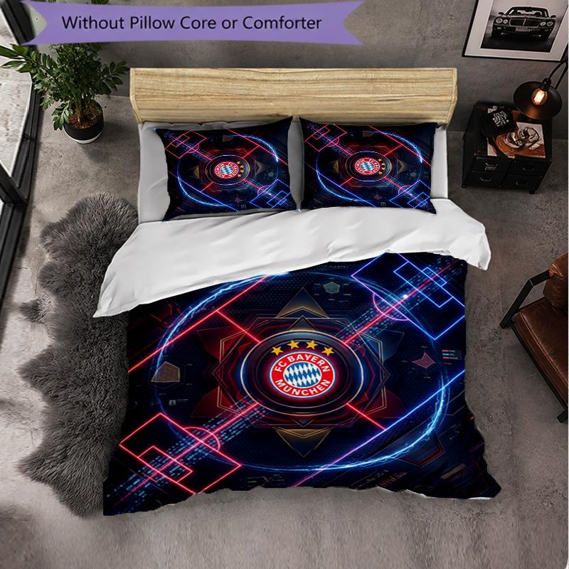 Bayern Munich Pattern 3 Pieces Bedding Set Soft Microfiber Duvet Cover with Pillow Cases for Bedroom