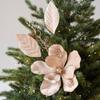 22cm Christmas Artificial Flowers Fabric Plastic Glitter Fake Flower Glitter Poinsettia  New Year