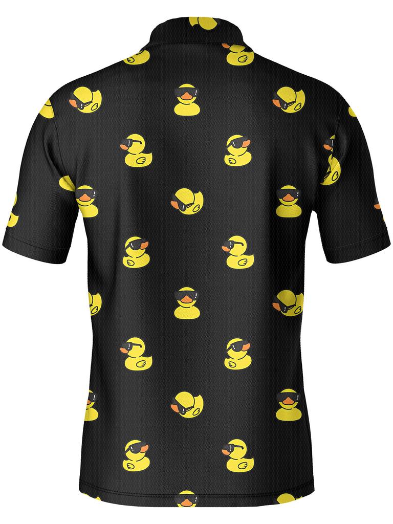 Print Design-Not Textured]2026 Summer New Men'S Plus Size POLO Shirt Men'S Short Sleeve POLO Shirt - Digital Print Pattern - A Group of Yellow Ducks